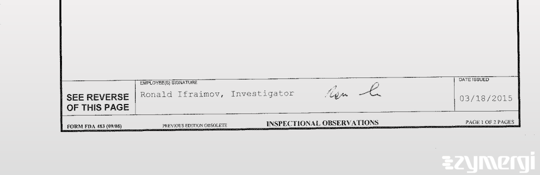 Ronald Ifraimov FDA Investigator