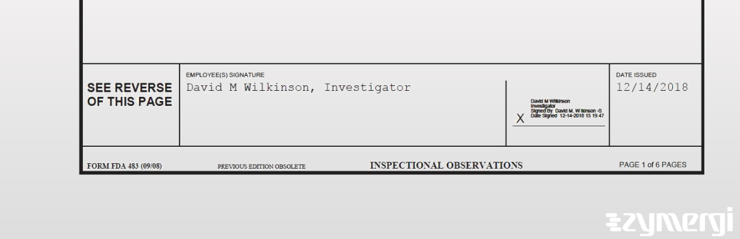 David M. Wilkinson FDA Investigator 