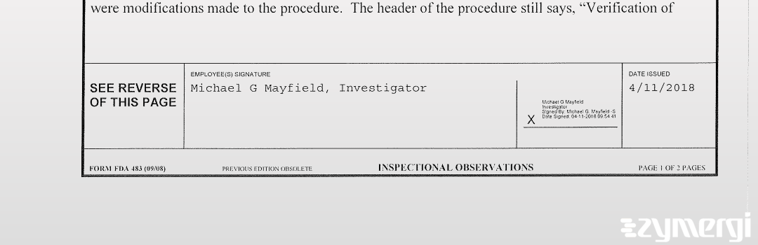 Michael G. Mayfield FDA Investigator