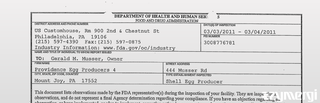 FDANews 483 Providence Egg Producers 4 Mar 4 2011 top