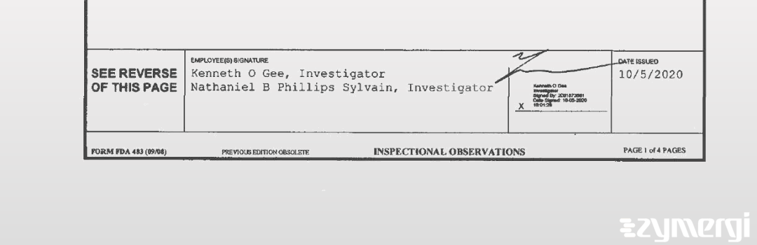 Kenneth O. Gee FDA Investigator Nathaniel B. Phillips Sylvain FDA Investigator Phillips Sylvain, Nathaniel B FDA Investigator 