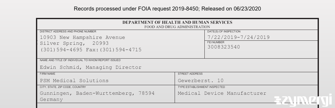 FDANews 483 PSM Medical Solutions Jul 24 2019 top