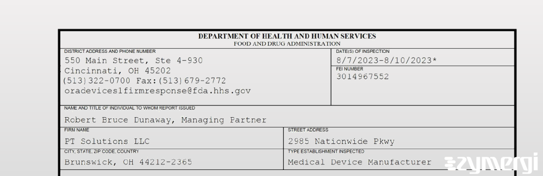 FDANews 483 PT Solutions LLC Aug 10 2023 top