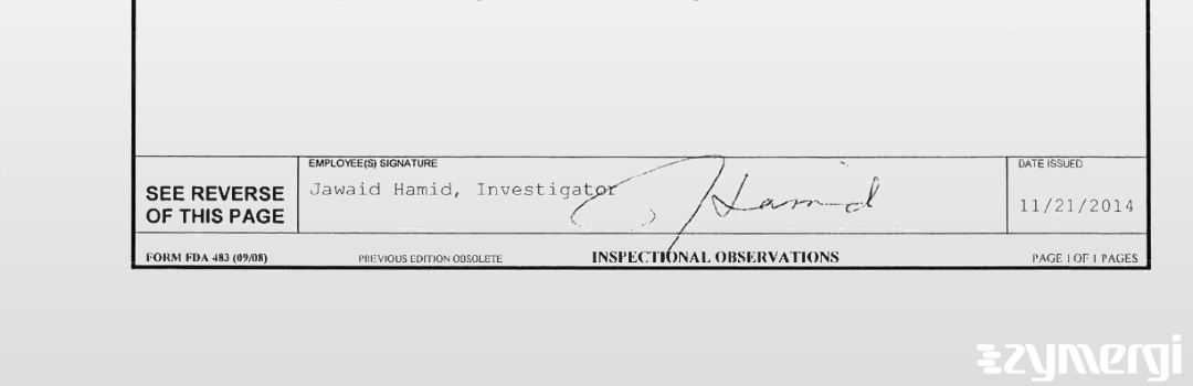 Jawaid Hamid FDA Investigator