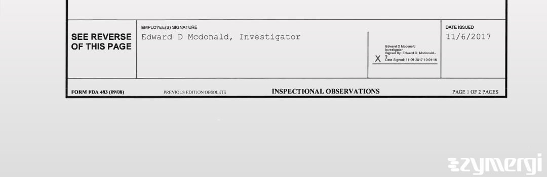 Edward D. McDonald FDA Investigator 