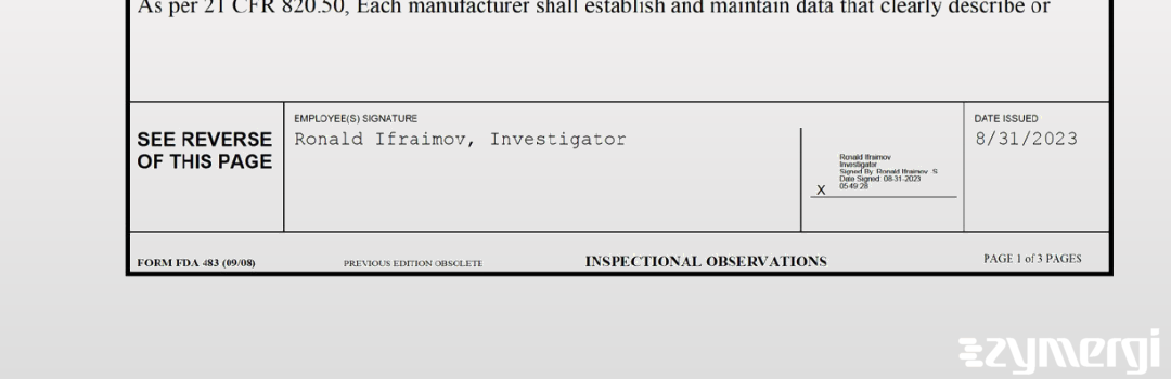 Ronald Ifraimov FDA Investigator 