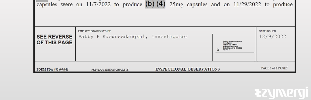 Patty P. Kaewussdangkul FDA Investigator
