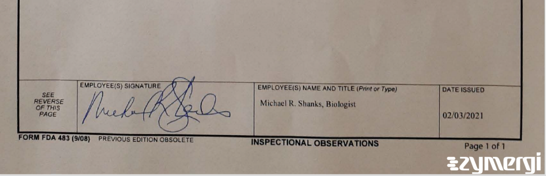 Michael Shanks FDA Investigator