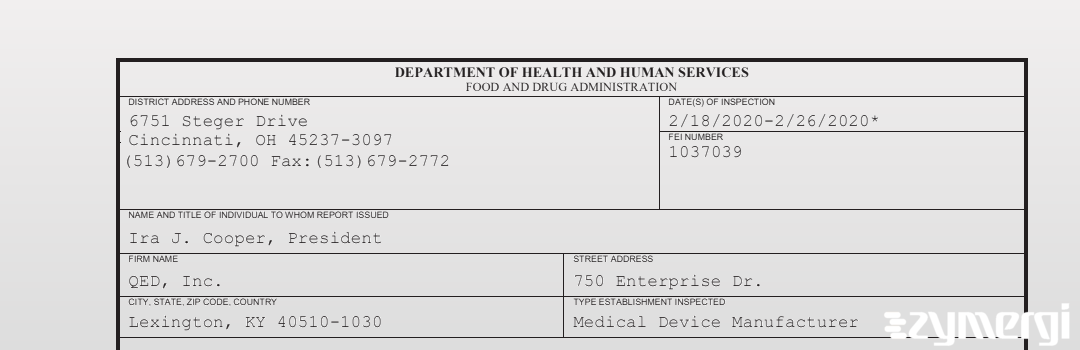 FDANews 483 QED, Inc. Feb 26 2020 top