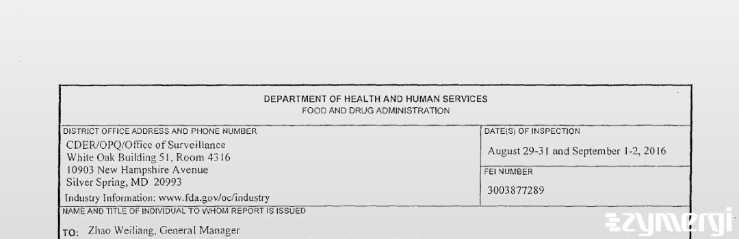 FDANews 483 Qilu Antibiotics (Linyi) Pharmaceutical Co. Ltd. Sep 2 2016 top