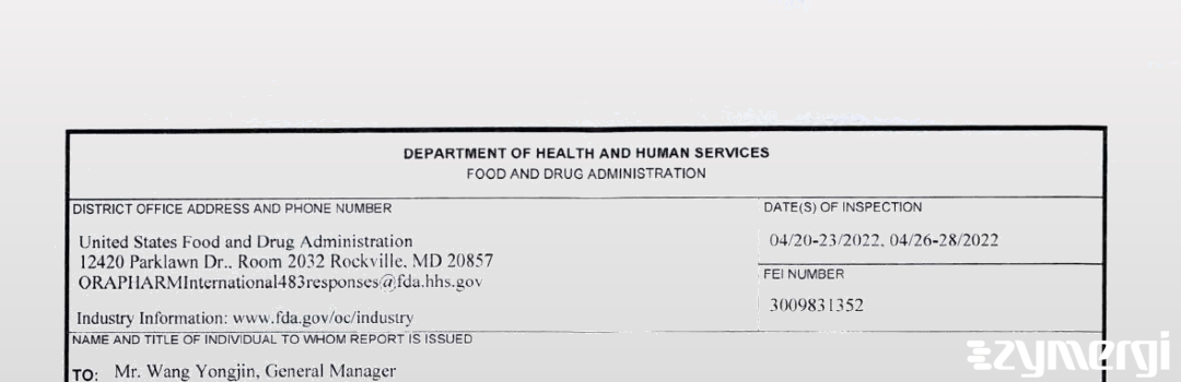 FDANews 483 Qilu Antibiotics Pharmaceutical Co. , Ltd. Apr 28 2021 top