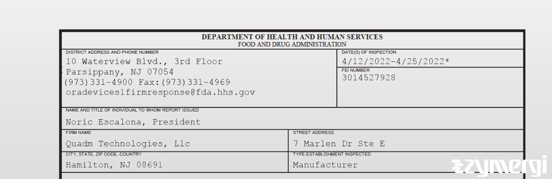 FDANews 483 Quadm Technologies, Llc Apr 25 2022 top