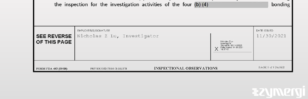 Nicholas Z. Lu FDA Investigator