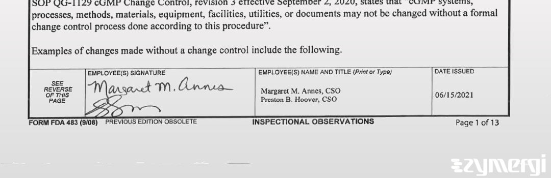 Margaret M. Annes FDA Investigator Preston B. Hoover FDA Investigator 