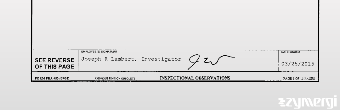 Joseph R. Lambert FDA Investigator 