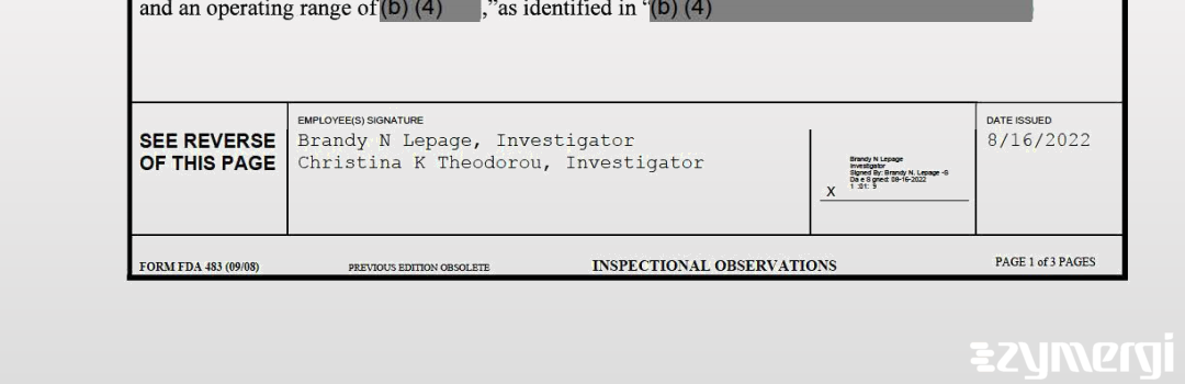 Brandy N. Lepage FDA Investigator Christina K. Theodorou FDA Investigator 