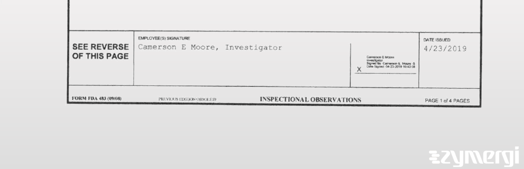 Camerson E. Moore FDA Investigator 