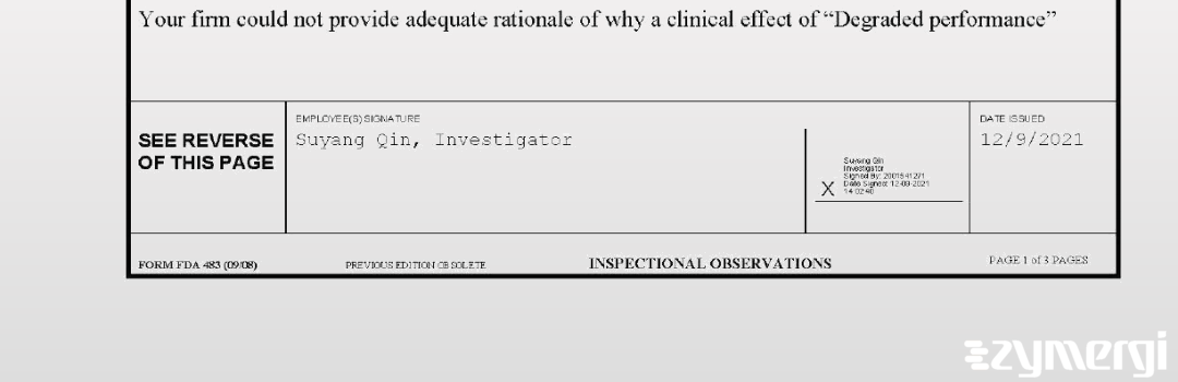 Suyang Qin FDA Investigator 