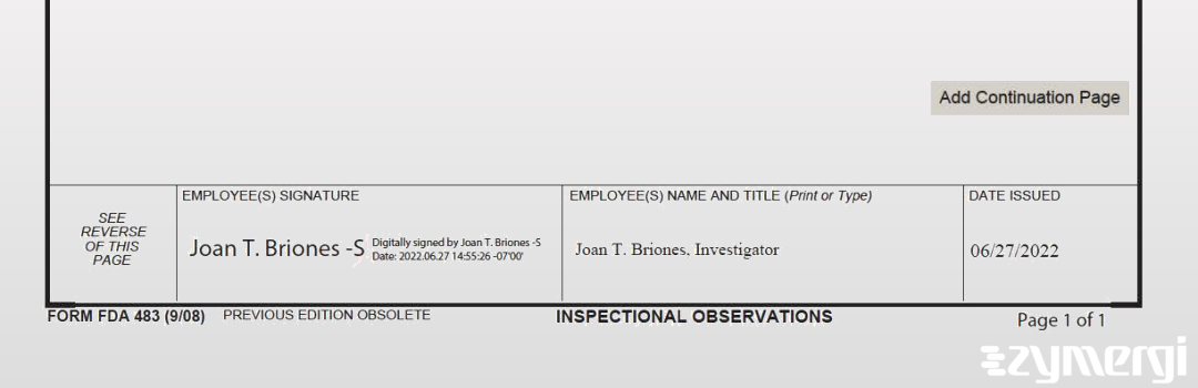 Joan T. Briones FDA Investigator 