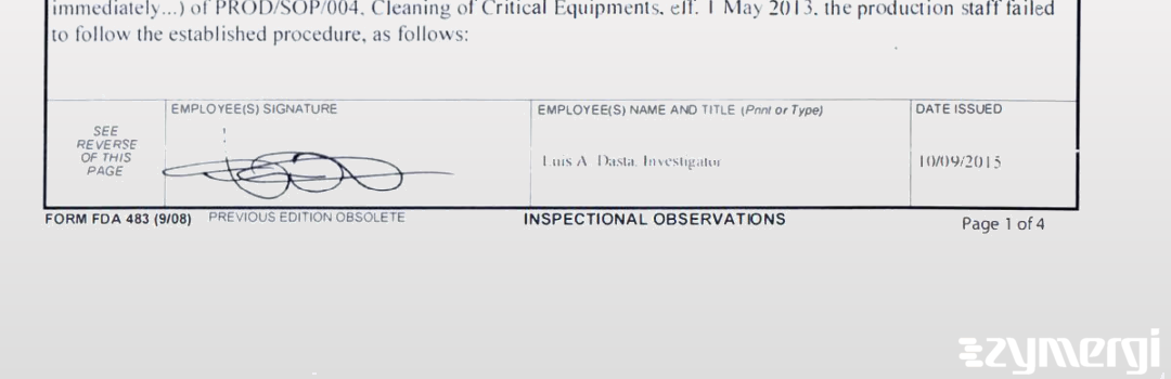 Luis A. Dasta FDA Investigator 