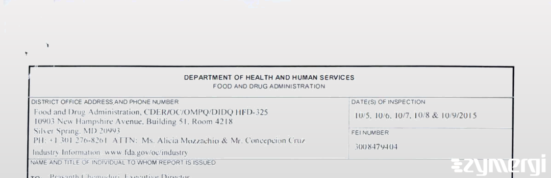 FDANews 483 Rampex Labs Pvt., Ltd. Oct 9 2015 top