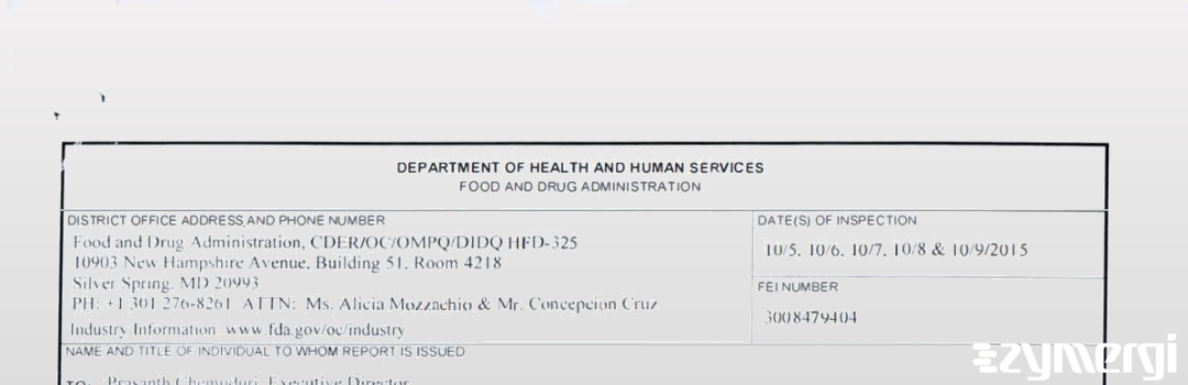 FDANews 483 Rampex Labs Pvt., Ltd. Oct 9 2015 top