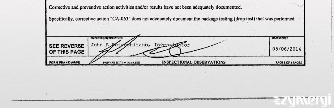 John A. Sciacchitano FDA Investigator