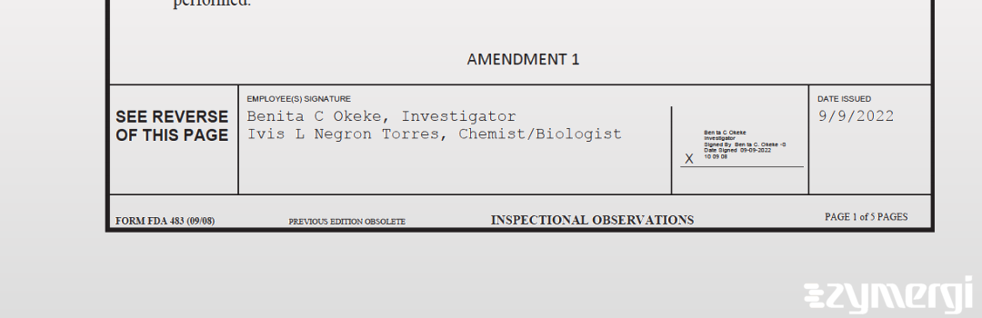 Ivis L. Negron Torres FDA Investigator Benita C. Okeke FDA Investigator Negron Torres, Ivis L FDA Investigator 