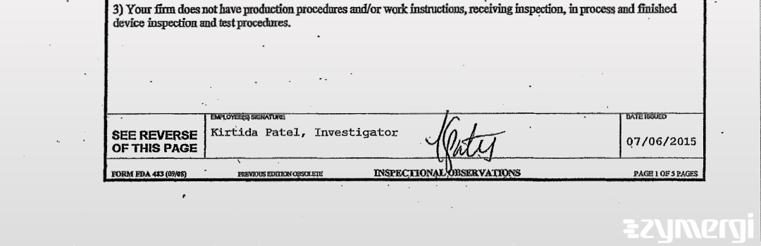 Kirtida Patel FDA Investigator