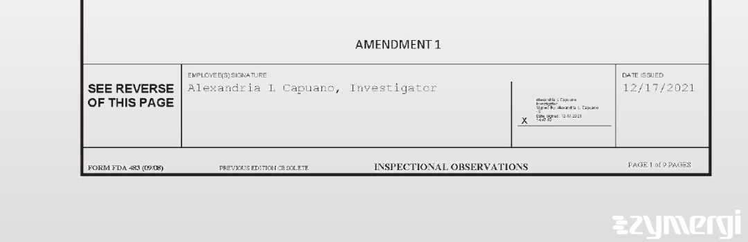 Alexandria L. Capuano FDA Investigator 