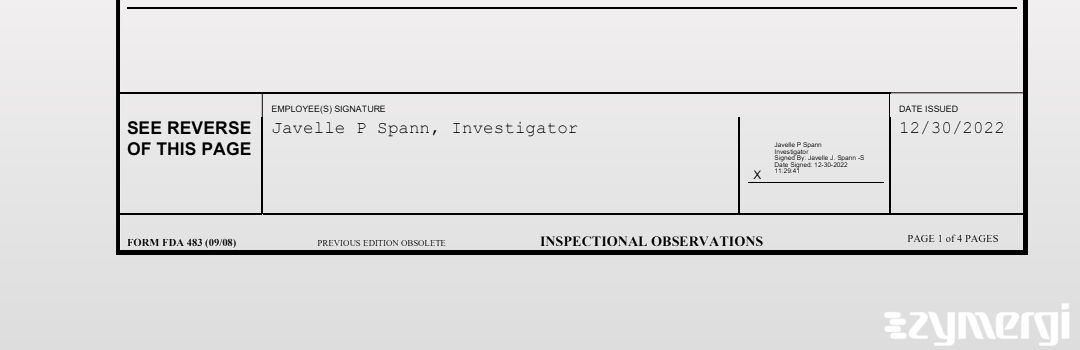 Javelle P. Spann FDA Investigator 