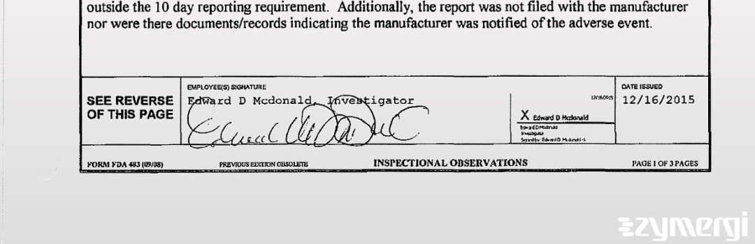 Edward D. McDonald FDA Investigator 