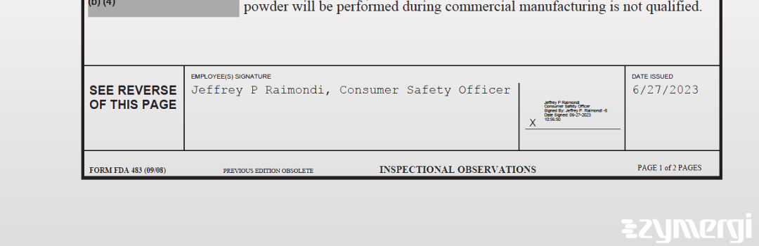 Jeffrey P. Raimondi FDA Investigator 