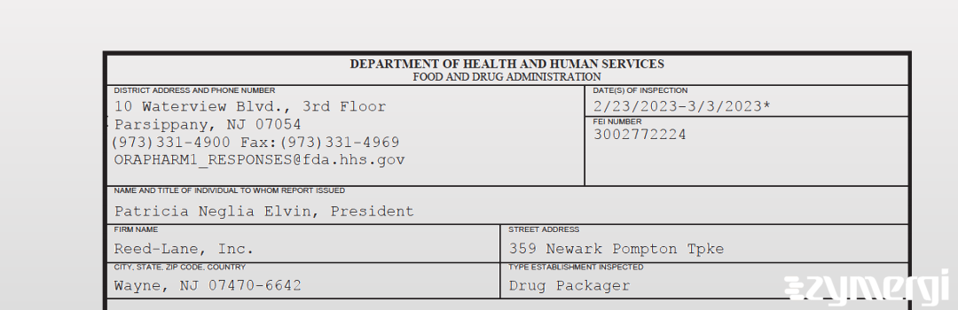 FDANews 483 Reed-Lane, Inc. Mar 3 2023 top