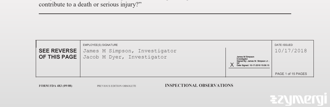 Jacob M. Dyer FDA Investigator James M. Simpson FDA Investigator 