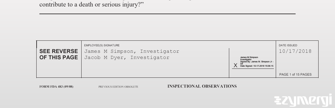 Jacob M. Dyer FDA Investigator James M. Simpson FDA Investigator
