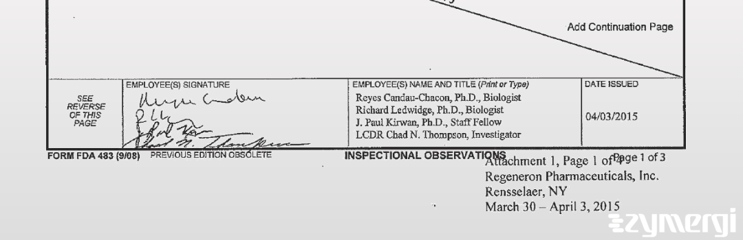 Reyes Candau-Chacon FDA Investigator Chad N. Thompson FDA Investigator 