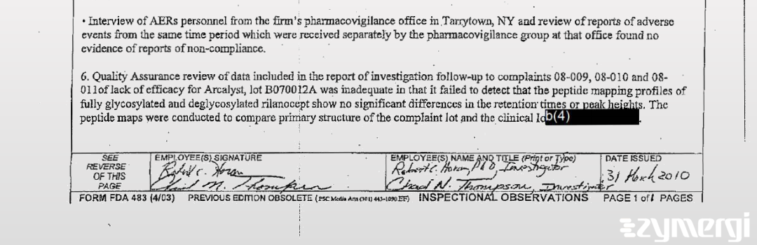 Robert C. Horan FDA Investigator Chad N. Thompson FDA Investigator 