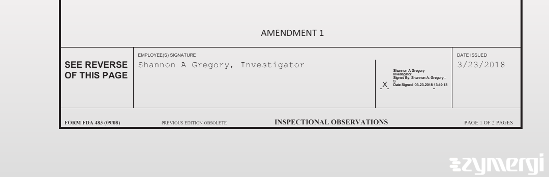 Shannon A. Gregory FDA Investigator 