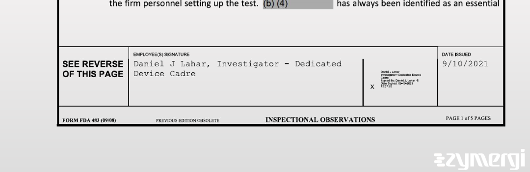 Daniel J. Lahar FDA Investigator 