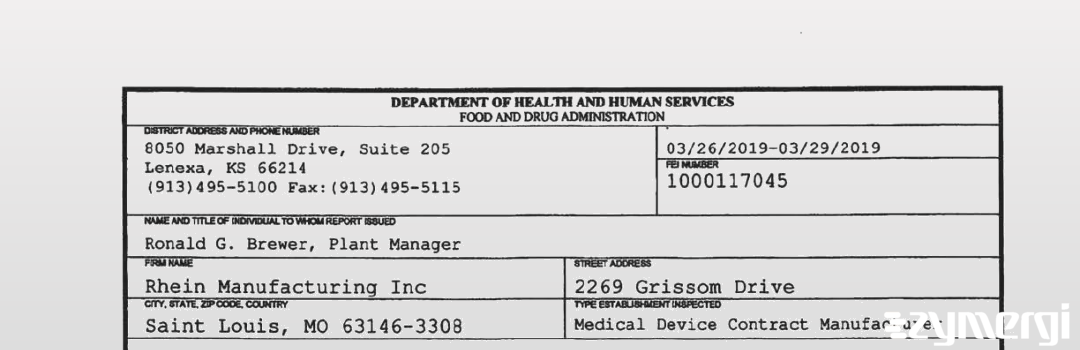 FDANews 483 Rhein Manufacturing Inc Mar 29 2019 top