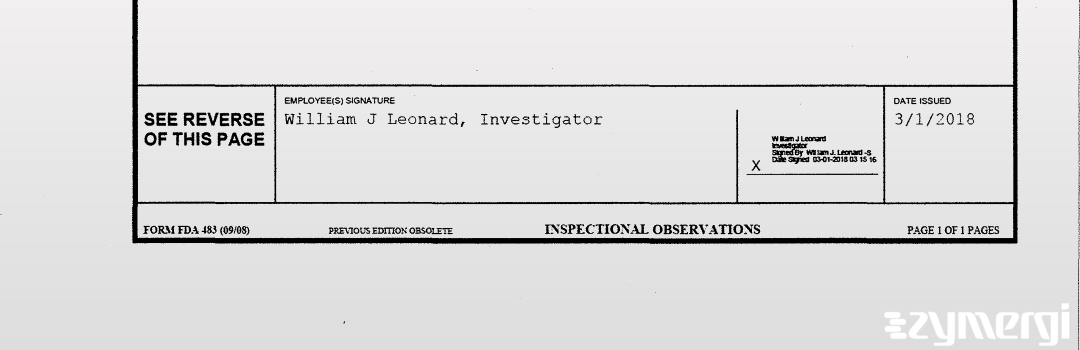 William J. Leonard FDA Investigator