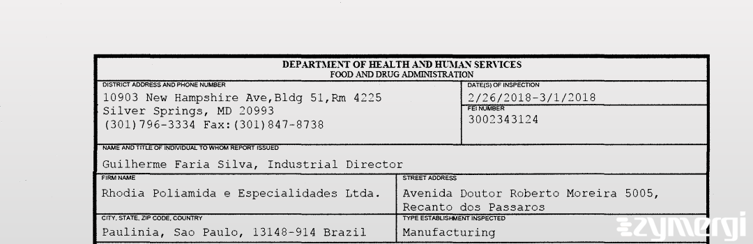 FDANews 483 Rhodia Poliamida e Especialidades LTDA Mar 1 2018 top