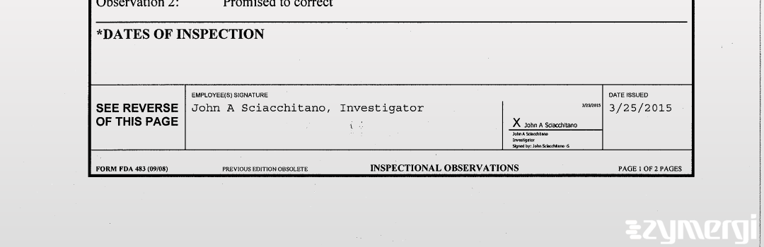 John A. Sciacchitano FDA Investigator 