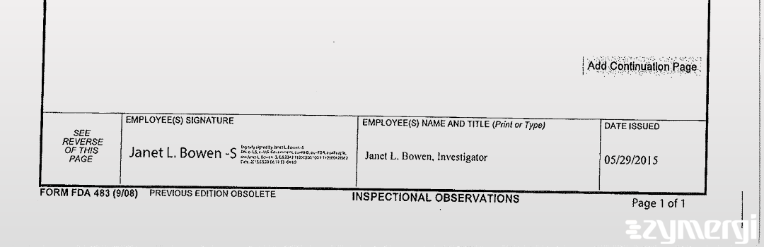 Janet L. Bowen FDA Investigator