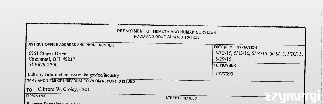 FDANews 483 Ricerca Biosciences LLC May 29 2015 top