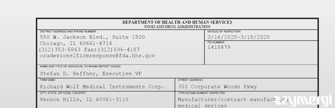 FDANews 483 Richard Wolf Medical Instruments Corp. Mar 18 2020 top