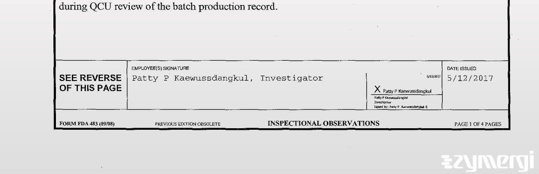 Patty P. Kaewussdangkul FDA Investigator