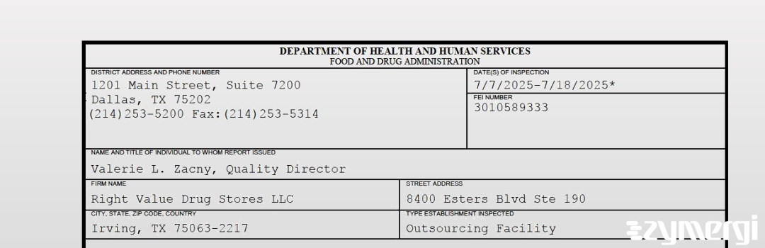 FDANews 483 Right Value Drug Stores LLC Jul 18 2025 top