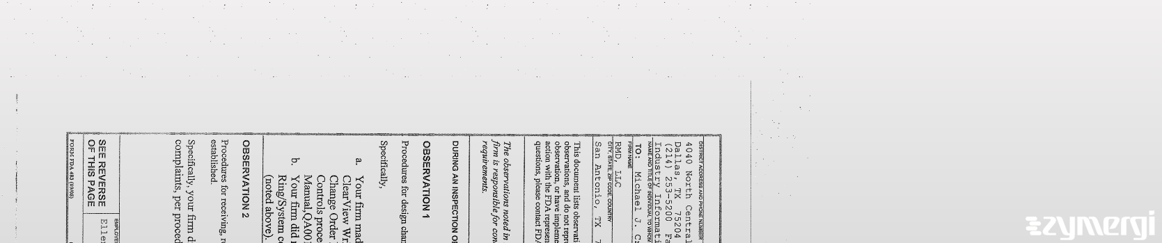 FDANews 483 RMD, LLC Oct 17 2014 top